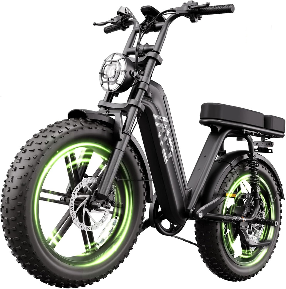 20" Fat Tyre Electric Bike for Adults, 1500W Peak Motor, 48V 15Ah Battery, 7-Speed E-Bike with Full Suspension