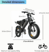 20" Fat Tyre Electric Bike for Adults, 48V 18.2Ah Removable Battery, Dual Suspension E-Bike with 7-Speed & Disc Brakes