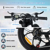 26" Fat Tyre Electric Bike for Adults, 36V 10.4Ah Battery, 250W Motor, 21-Speed E-Bike with LCD Display & Dual Disc Brakes