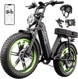 20" Fat Tyre Electric Bike for Adults, 1500W Peak Motor, 48V 15Ah Battery, 7-Speed E-Bike with Full Suspension