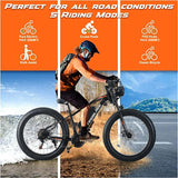 26" Fat Tyre Electric Bike for Adults, 36V 10.4Ah Battery, 250W Motor, 21-Speed E-Bike with LCD Display & Dual Disc Brakes