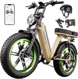 20" Fat Tyre Electric Bike for Adults, 1500W Peak Motor, 48V 15Ah Battery, 7-Speed E-Bike with Full Suspension