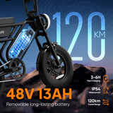 16" Fat Tyre Electric Bike, 48V 13Ah Removable Battery, 250W Motor, Dual Suspension E-Bike with Storage Box & LCD Display