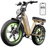 20" Fat Tyre Electric Bike for Adults, 1500W Peak Motor, 48V 15Ah Battery, 7-Speed E-Bike with Full Suspension