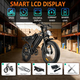 20" Fat Tyre Electric Bike for Adults, 48V 18.2Ah Removable Battery, Dual Suspension E-Bike with 7-Speed & Disc Brakes