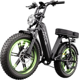 20" Fat Tyre Electric Bike for Adults, 1500W Peak Motor, 48V 15Ah Battery, 7-Speed E-Bike with Full Suspension