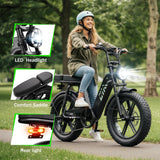 20" Fat Tyre Electric Bike for Adults, 1500W Peak Motor, 48V 15Ah Battery, 7-Speed E-Bike with Full Suspension