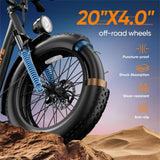 20" Fat Tyre Electric Bike for Adults, Removable Battery, 7-Speed E-Bike with Colour LCD Display, Mountain