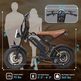 16" Fat Tyre Electric Bike for Adults, 48V 13.5Ah Removable Battery, 250W Motor, Dual Suspension E-Bike with LCD Display