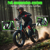 20" Fat Tyre Electric Bike for Adults, 1500W Peak Motor, 48V 15Ah Battery, 7-Speed E-Bike with Full Suspension