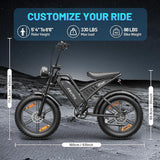 20" Fat Tyre Electric Bike for Adults, 48V 15Ah Removable Battery, 1500W Peak Motor E-Bike, 7-Speed Mountain Bike