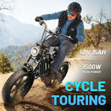 20" Fat Tyre Electric Bike for Adults, 48V 15Ah Removable Battery, 1500W Peak Motor E-Bike, 7-Speed Mountain Bike