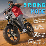 20" Fat Tyre Electric Bike for Adults, 48V 15Ah Removable Battery, 1500W Peak Motor E-Bike, 7-Speed Mountain Bike